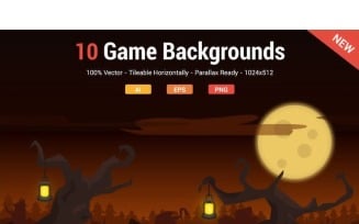 10 Modern Game Backgrounds Icon Set