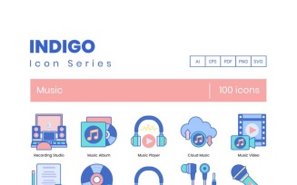 100 Music Icons - Indigo Series Set