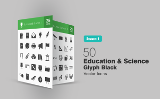 50 Education & Science Glyph Icon Set