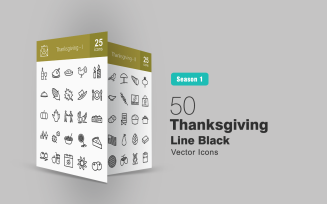 50 Thanksgiving Line Icon Set
