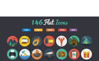 146 Flat Icons Set