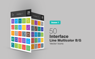 50 Interface Line Multicolor B/G Icon Set