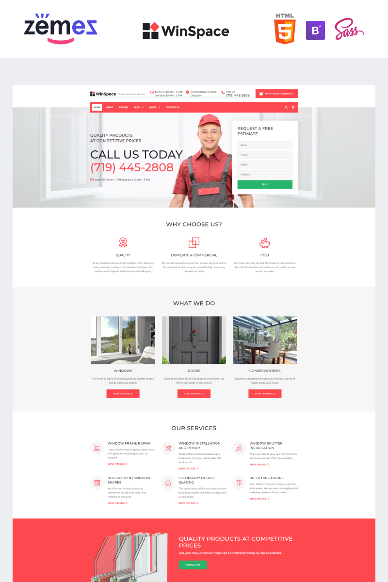 Website Vorlage namens "WinSpace - Windows Installation Company" #91762