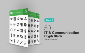 50 IT & Communication Glyph Icon Set