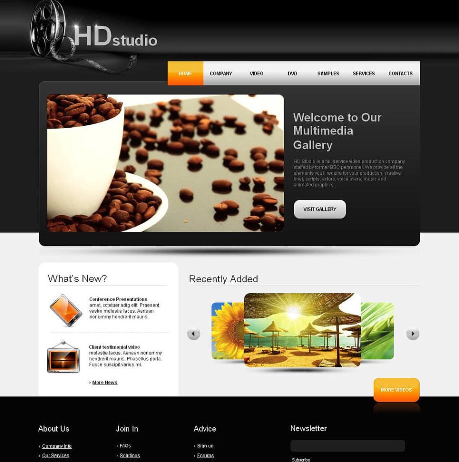 Video Production Web Template In Black And White Color Scheme Motocms Video Production Web Template In Black And White Color Scheme Image