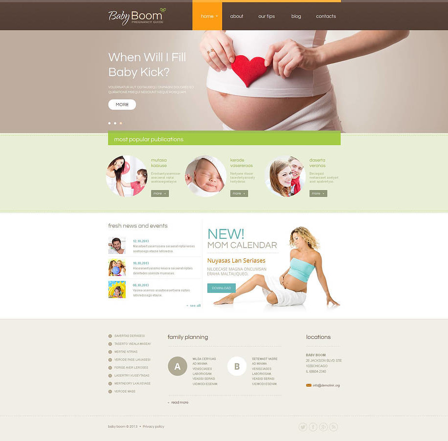 Schwangerschaft Website Vorlage