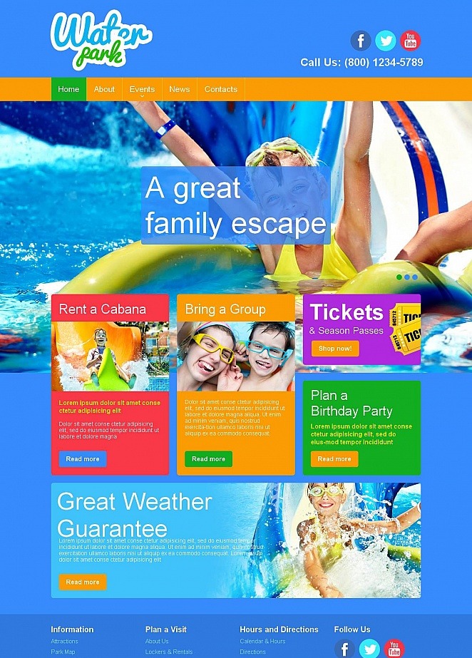 Water Park Website Template With Colorful Design Motocms Water Park Website Template With Colorful Design Image