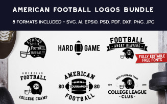 9 American Football Bundle Logo Template
