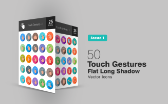 50 Touch Gestures Flat Long Shadow Icon Set