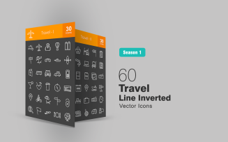 60 Travel Line Inverted Icon Set