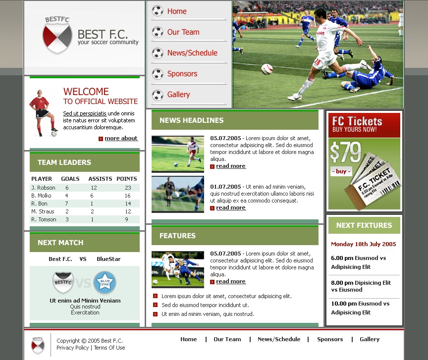 Soccer Website Template #9268