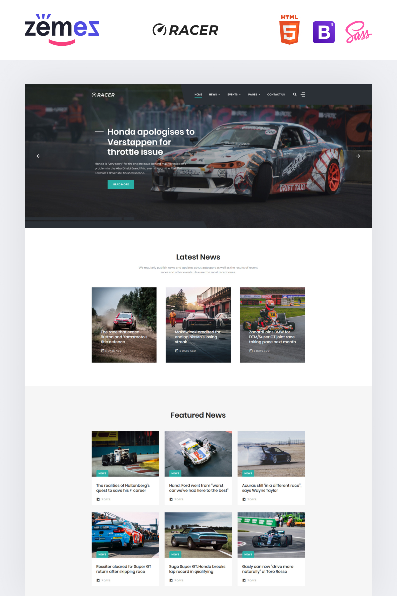 Plantilla Web "Racer - Car Sports News" #92047