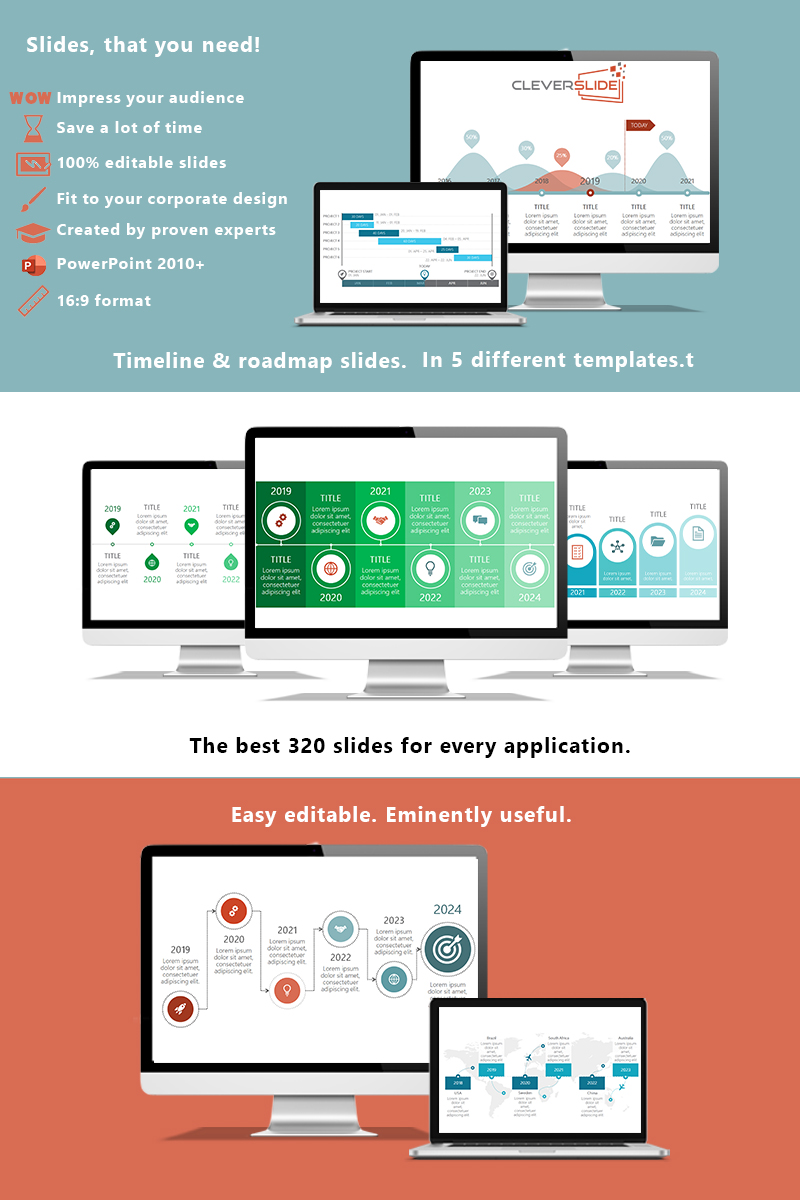 Timeline & Roadmap Slides Variations PowerPoint Template - screenshot