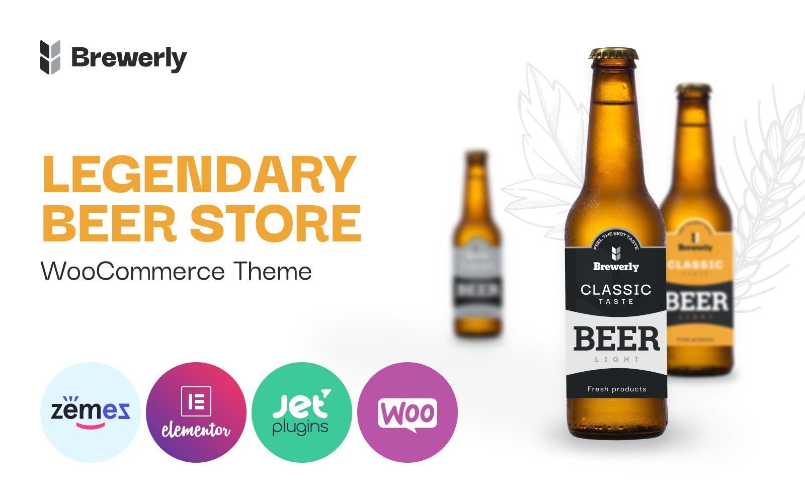 "Brewerly - Engaging And Multifunctional Beer Shop Template" - адаптивний WooCommerce шаблон №92130