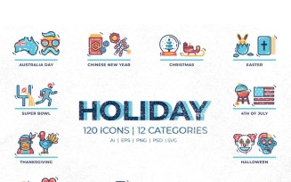 120 Holiday Icons Set