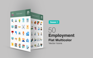 50 Employment Flat Multicolor Icon Set