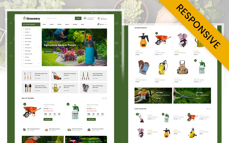 Grassery - Garden Tools Store OpenCart Responsive Template OpenCart Template