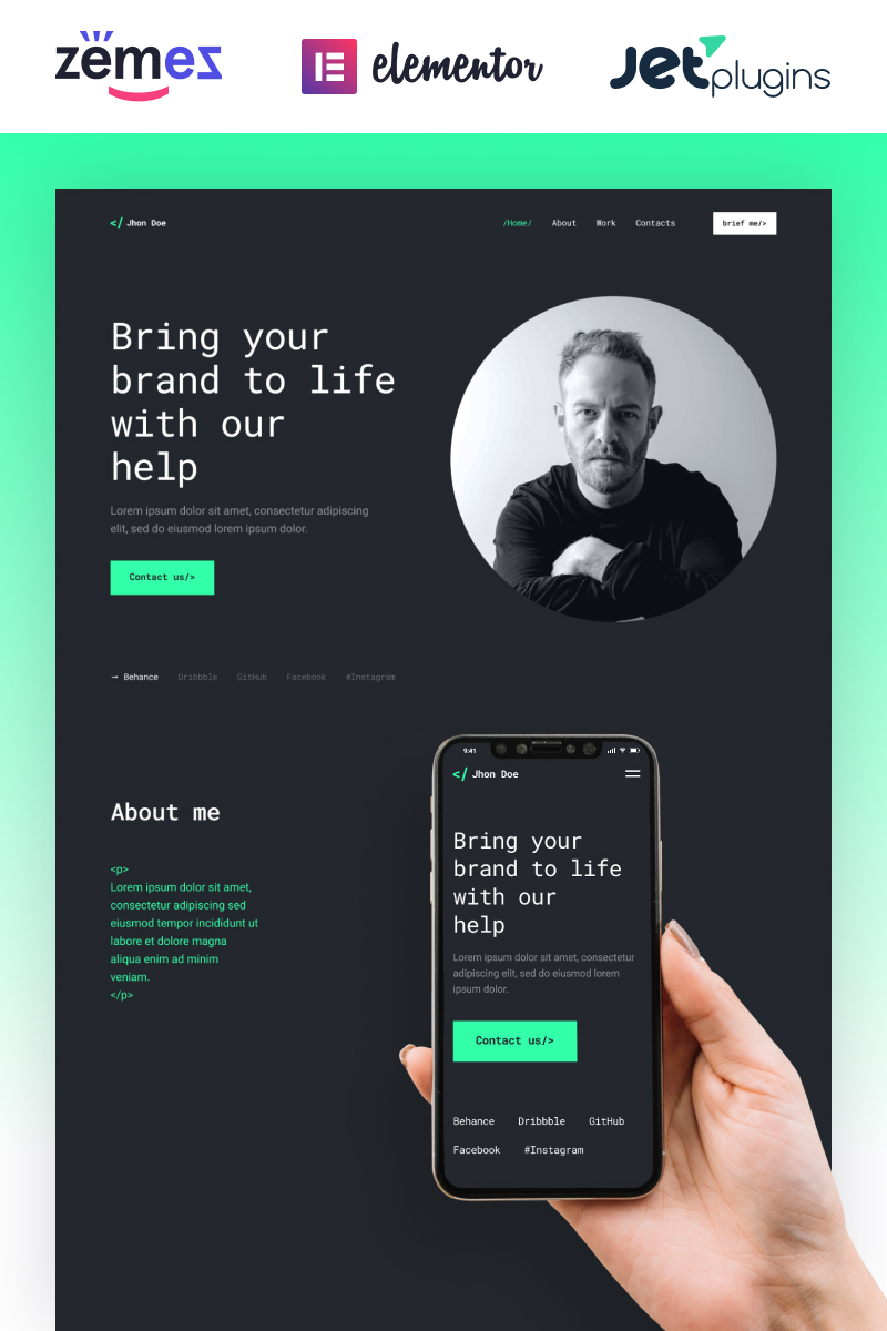 Jhon Doe - Contemporary Web Developer Tema WordPress №92284 - captura de tela