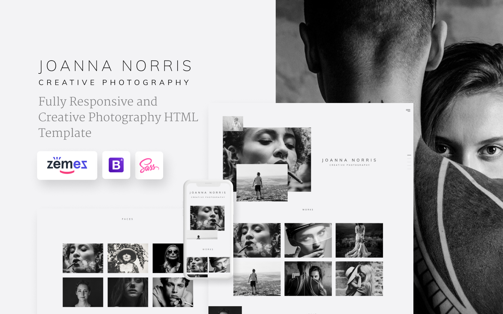 "Joanna Norris - Photographer Portfolio" - адаптивний Шаблон сайту №92282