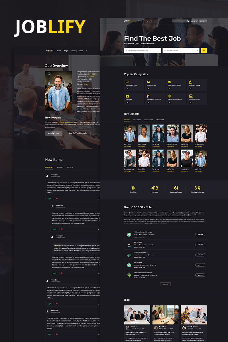 Joblify | Job board Marketplace Website Template
