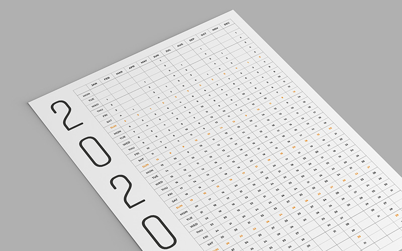 Poster Calendar 2020 Black and White Planner Corporate Identity