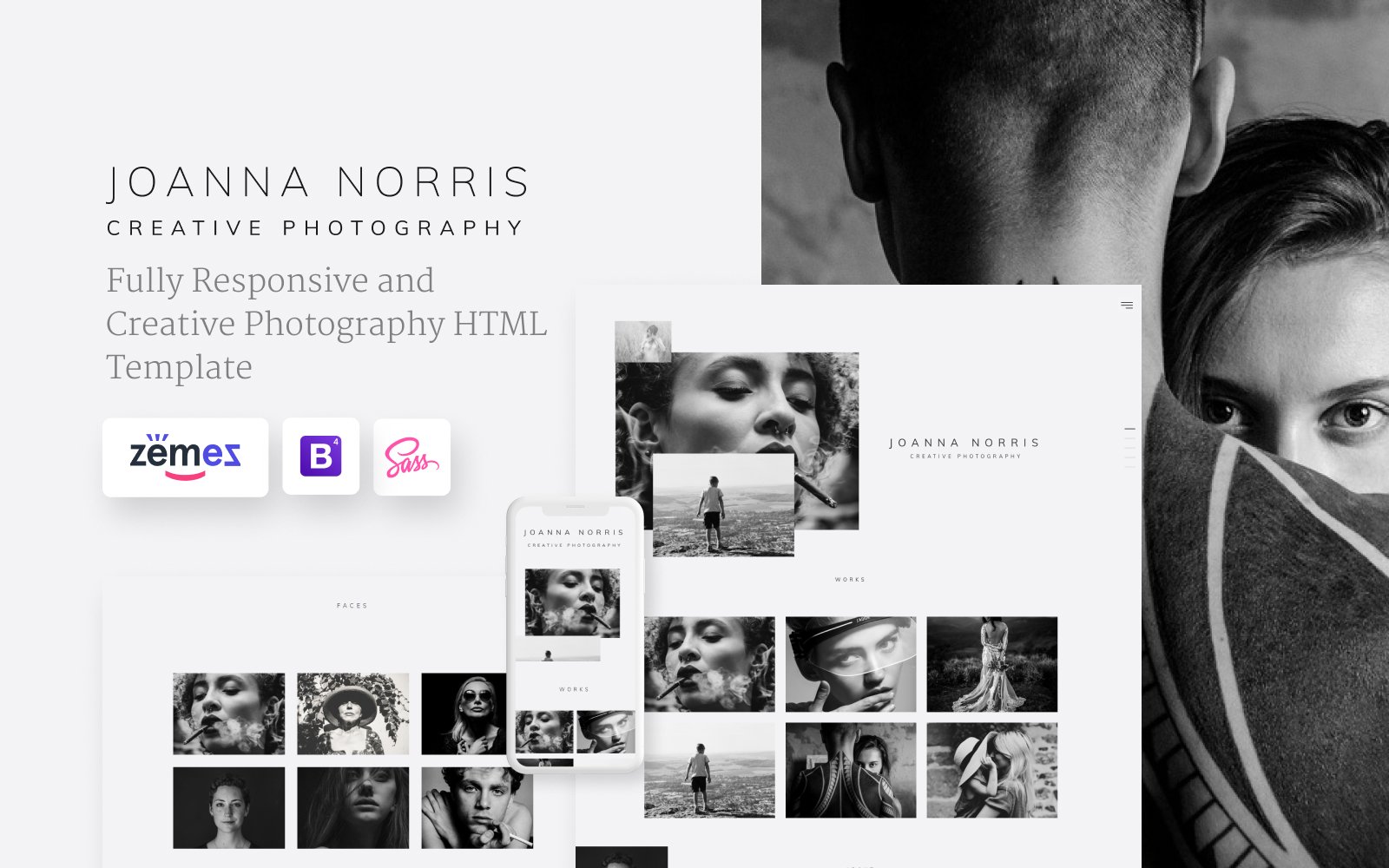 Reszponzív Joanna Norris - Photographer Portfolio Weboldal sablon 92282