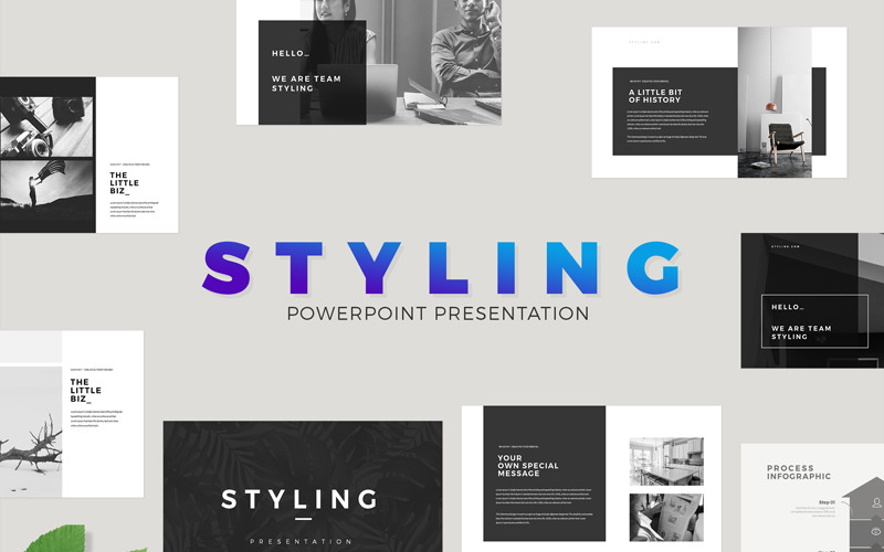 Styling Minimal Black Presentation PowerPoint template PowerPoint Template