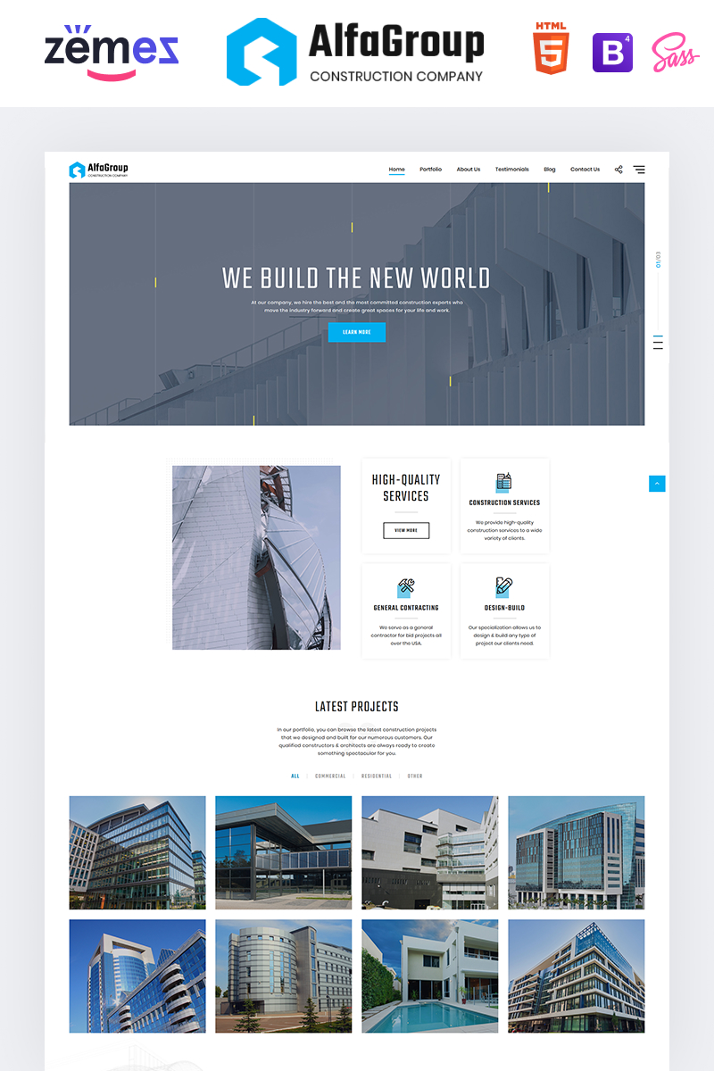 AlfaGroup - Construction Business Landing Page Template