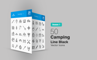 50 Camping Line Icon Set