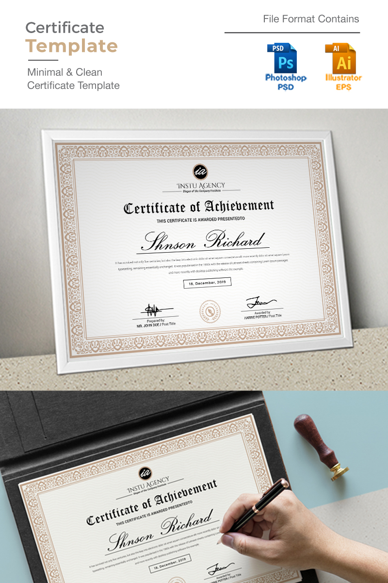 Golden Certificate Template 92350