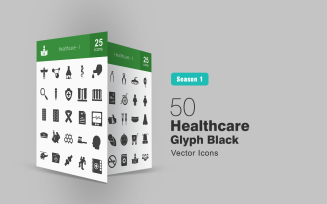 50 Healthcare Glyph Icon Set