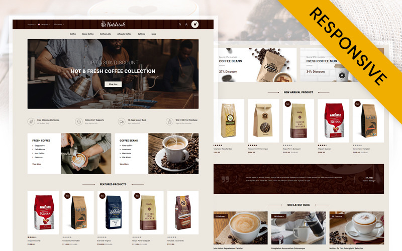Hotdrink - Coffee Store OpenCart Responsive Template OpenCart Template