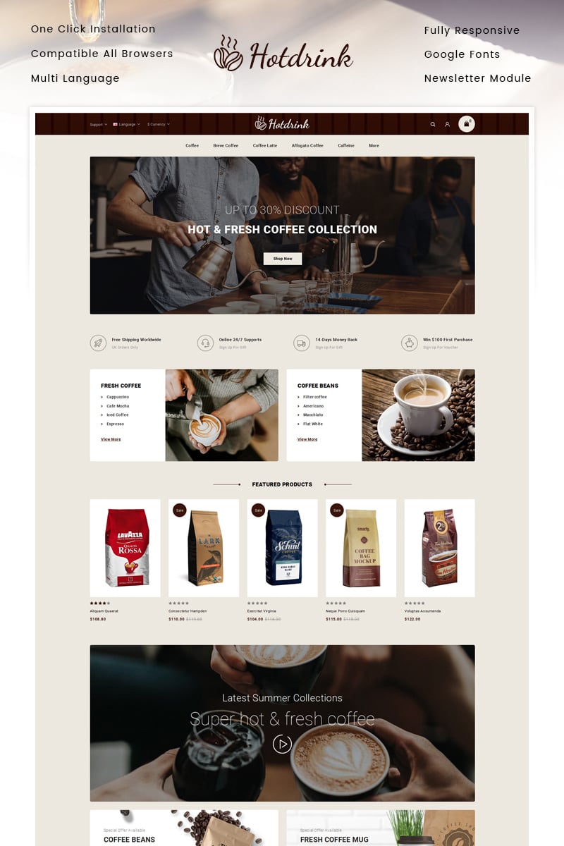 Hotdrink - Coffee Store OpenCart Template