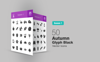 50 Autumn Glyph Icon Set