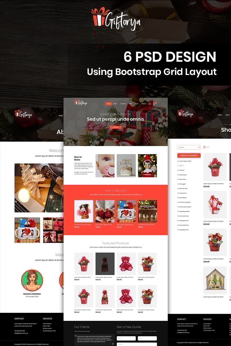 Bootstrap Giftorya - Gift Store PSD-mall #92540 - skärmbild