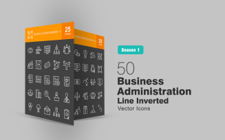 50 Business Administration Line Inverted Icon Set