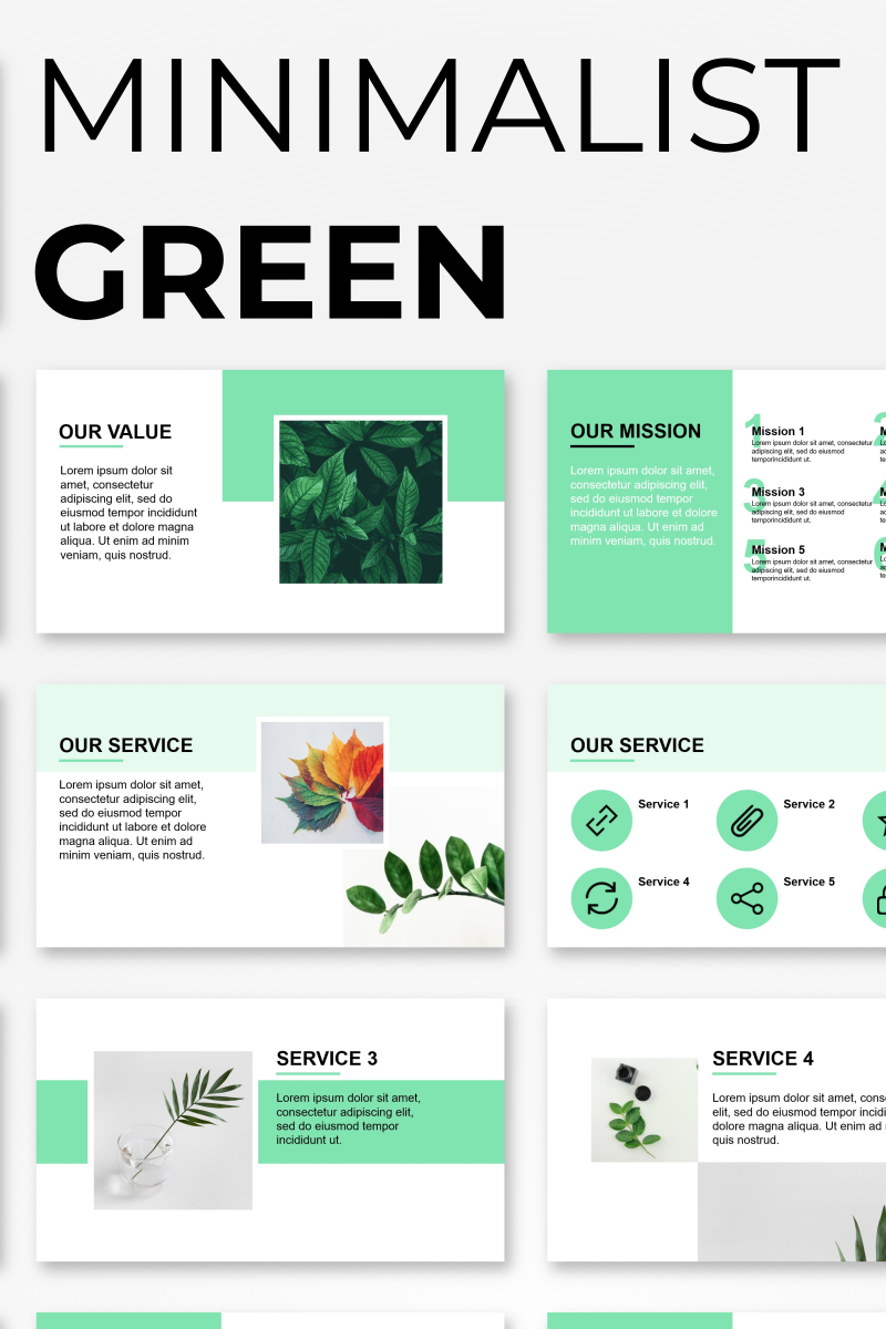Minimalist Green Presentation PowerPoint Template - screenshot