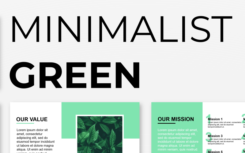 Minimalist Green Presentation PowerPoint template PowerPoint Template