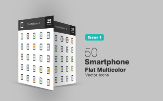 50 Smartphone Flat Multicolor Icon Set