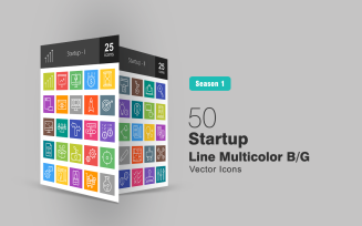 50 Startup Line Multicolor B/G Icon Set