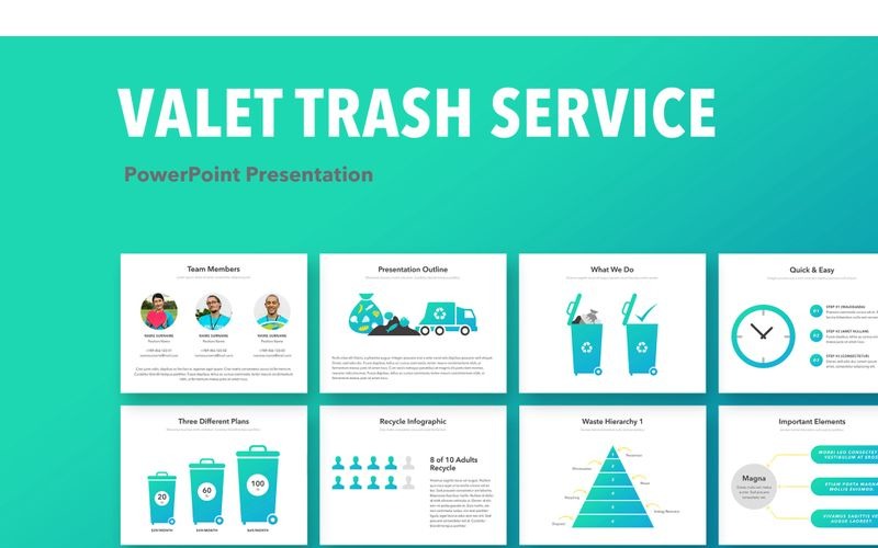 Valet Trash Service PowerPoint template PowerPoint Template