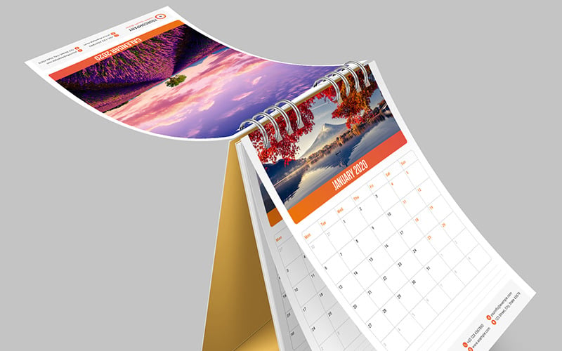 Vertical Desk Calendar 2020 Layout Planner Corporate Identity