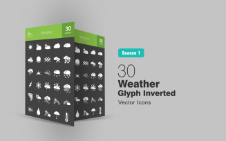 30 Weather Glyph Inverted Icon Set