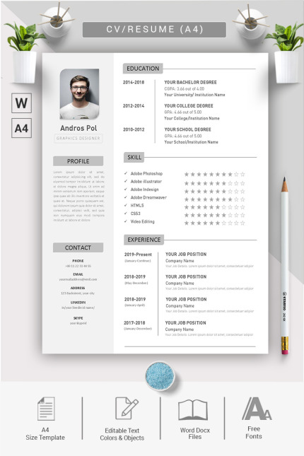 Template #92634 Gray Resume Webdesign Template - Logo template Preview