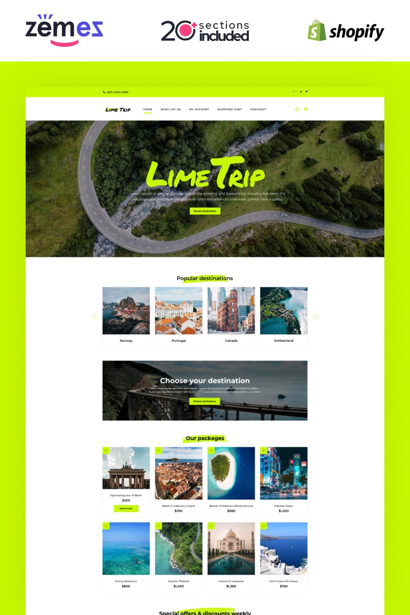 "Shopify Tour Booking Theme with Advanced Website Builder" Responsive Shopify Thema №92708