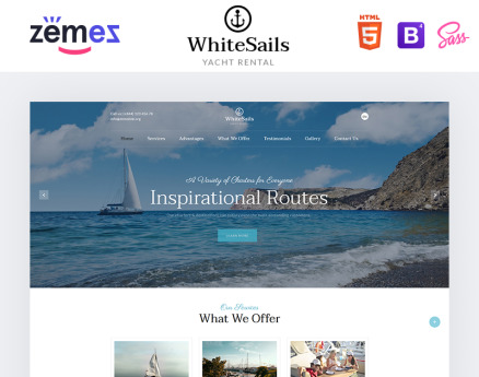 WhiteSails - Yacht Rental Clean HTML Landing Page Template
