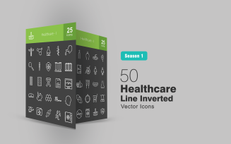 50 Healthcare Line Inverted Icon Set