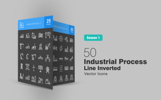 50 Industrial Process Line Inverted Icon Set