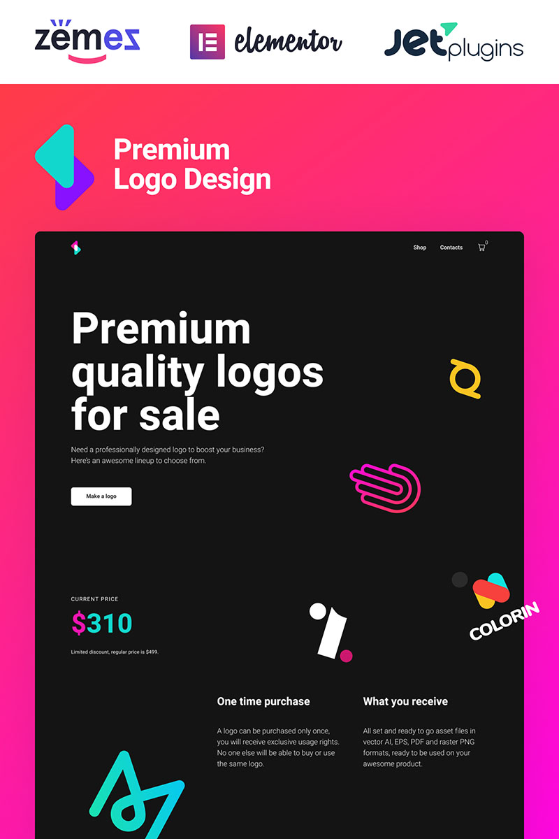 "Logoster - Creative And Modern Logo Design Shop" thème WooCommerce adaptatif #92870 - screenshot