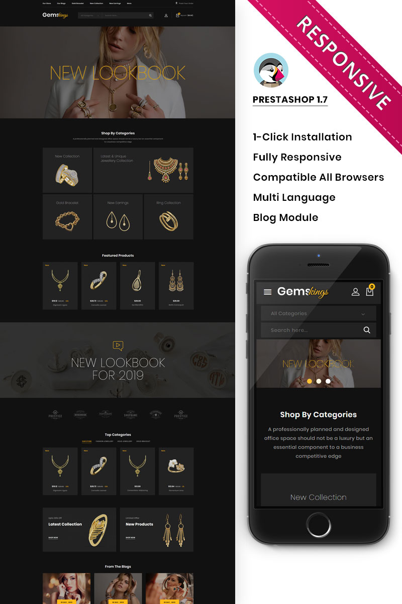 Responsive Gemskings - The Jewelry Store Responsive Prestashop #92835